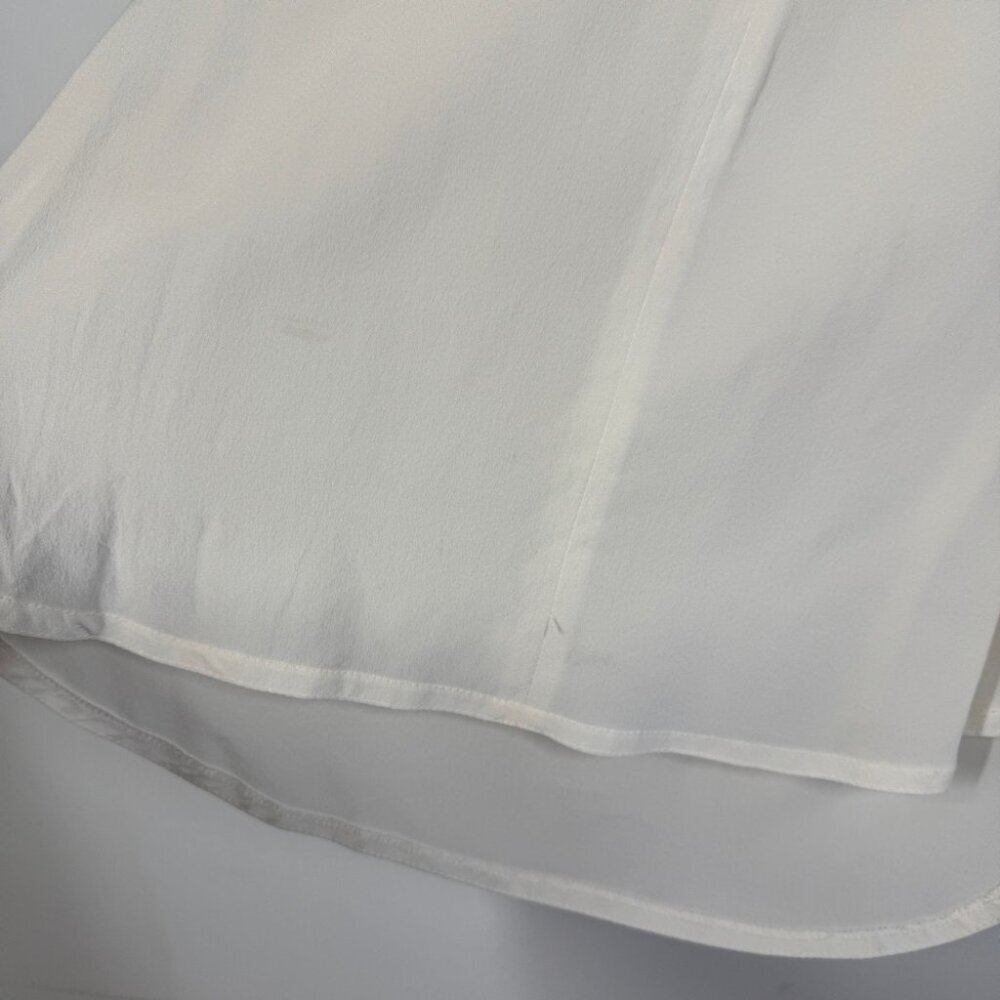 Sandro Paris Ivory Silk Blouse Size M Long Sleeve Minimalist V Neck Top - Picture 6 of 15